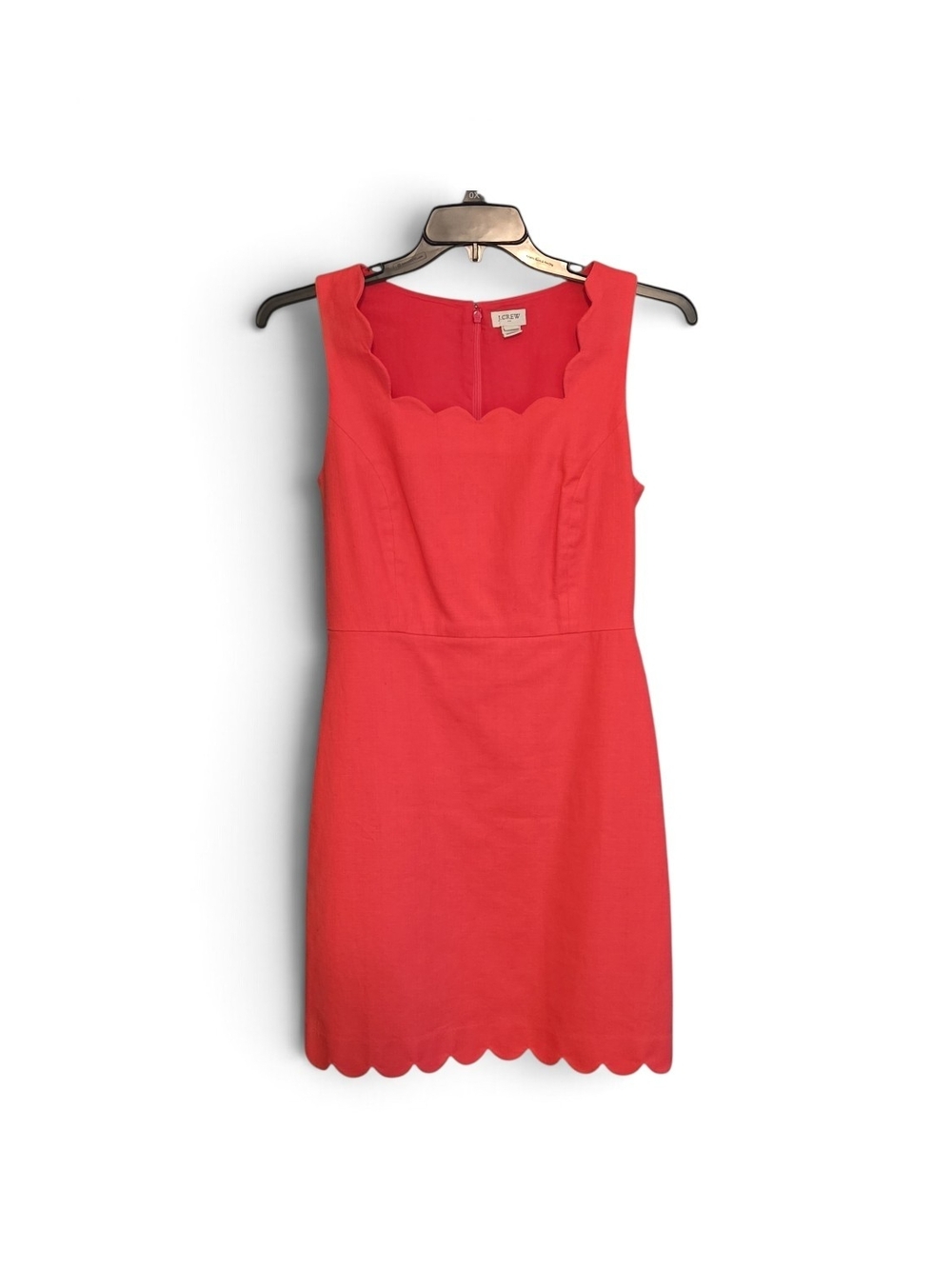 J. Crew Coral Scallop-Trim Sleeveless Shift Dress Size 6 - Picture 4 of 6